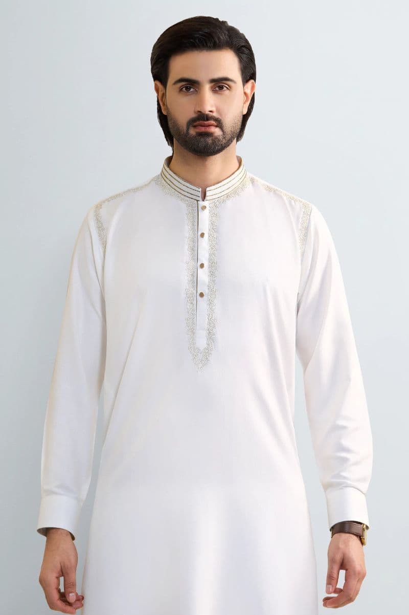 Cream Wash & Wear Shalwar Kameez (TASSAVUR)