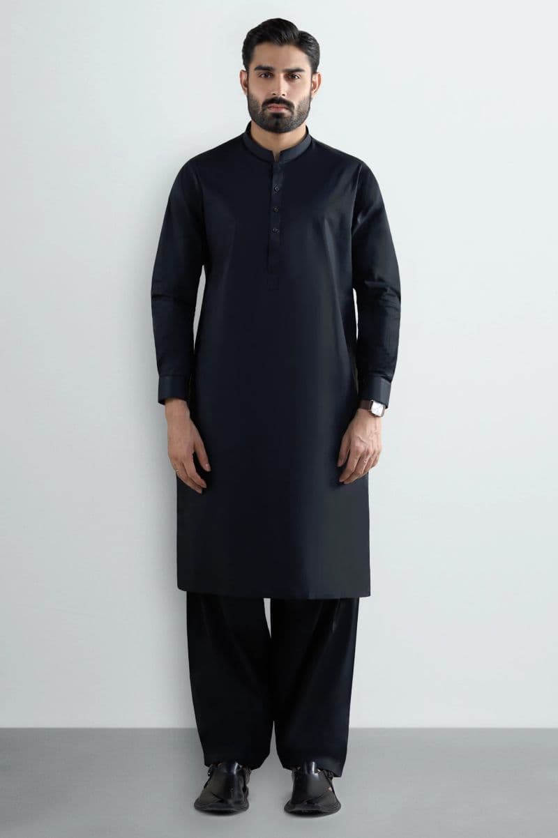 Black Cotton Shalwar Kameez