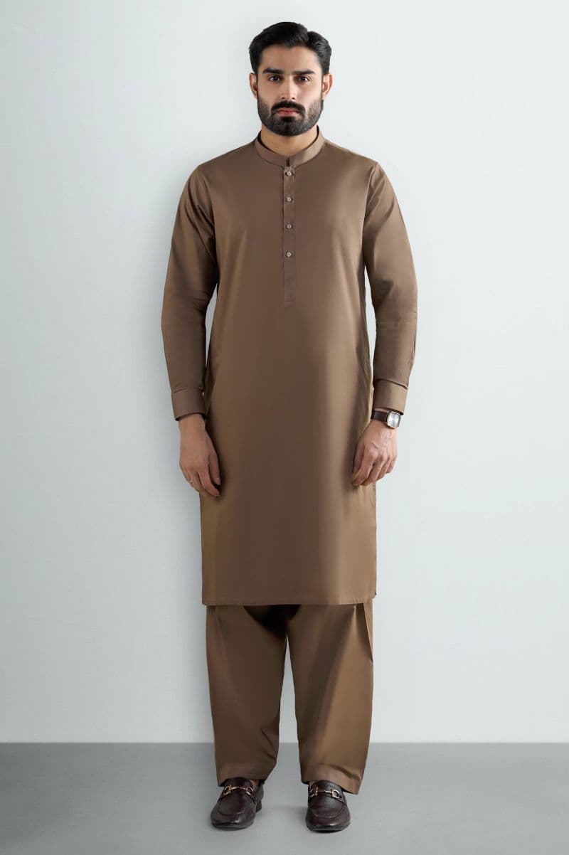 Brown Cotton Shalwar Kameez
