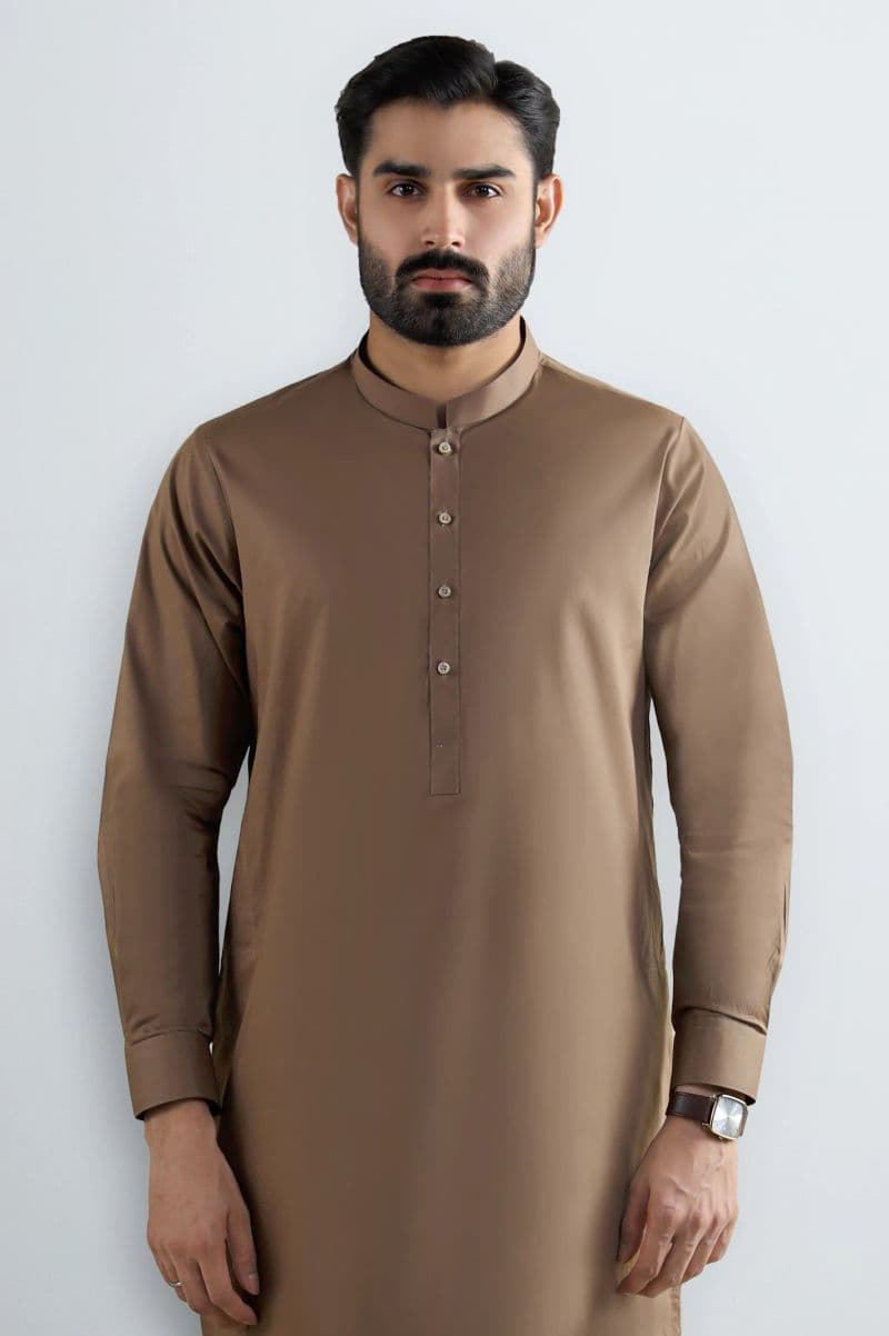 Brown Cotton Shalwar Kameez