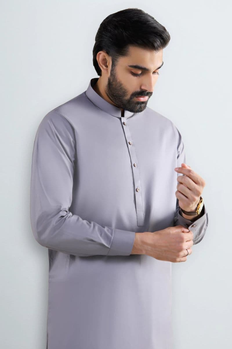 Grey Cotton Shalwar Kameez