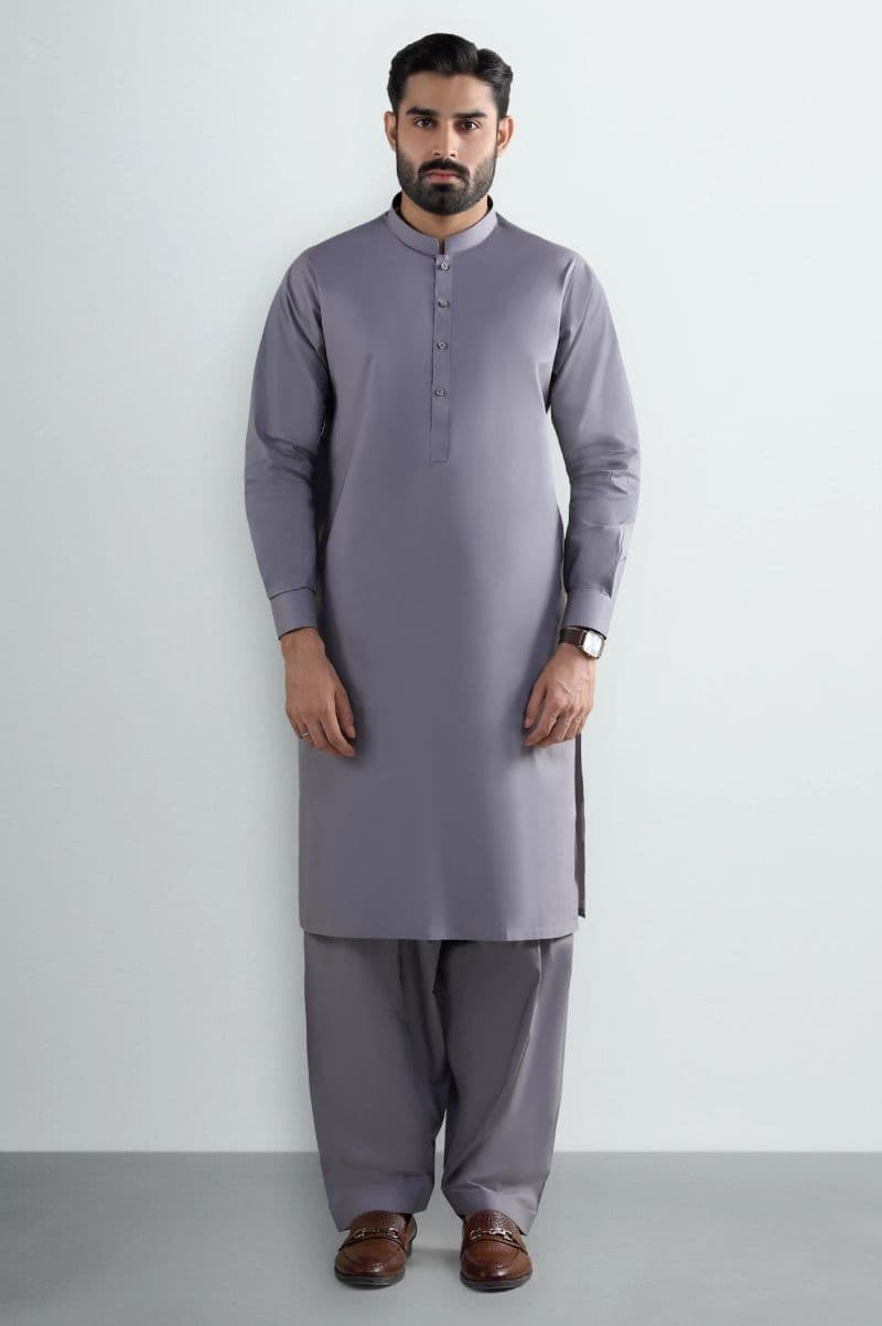 Grey Cotton Shalwar Kameez