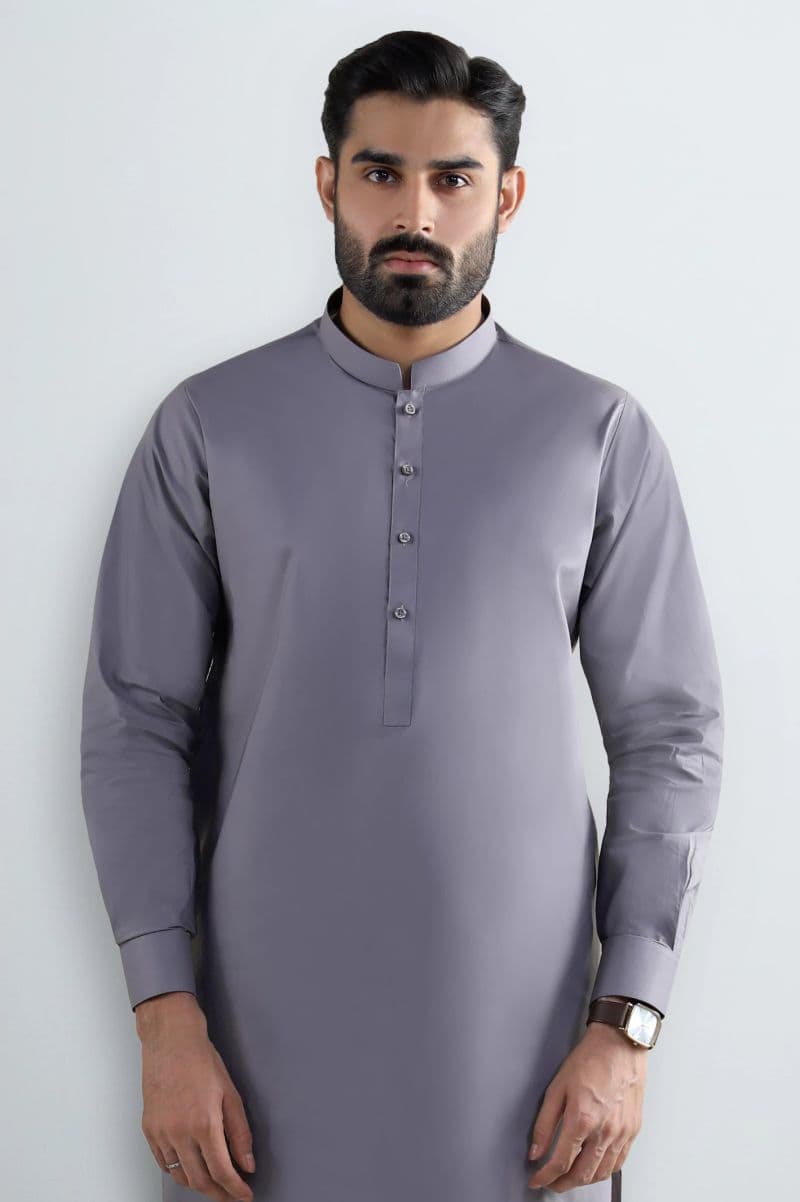 Grey Cotton Shalwar Kameez