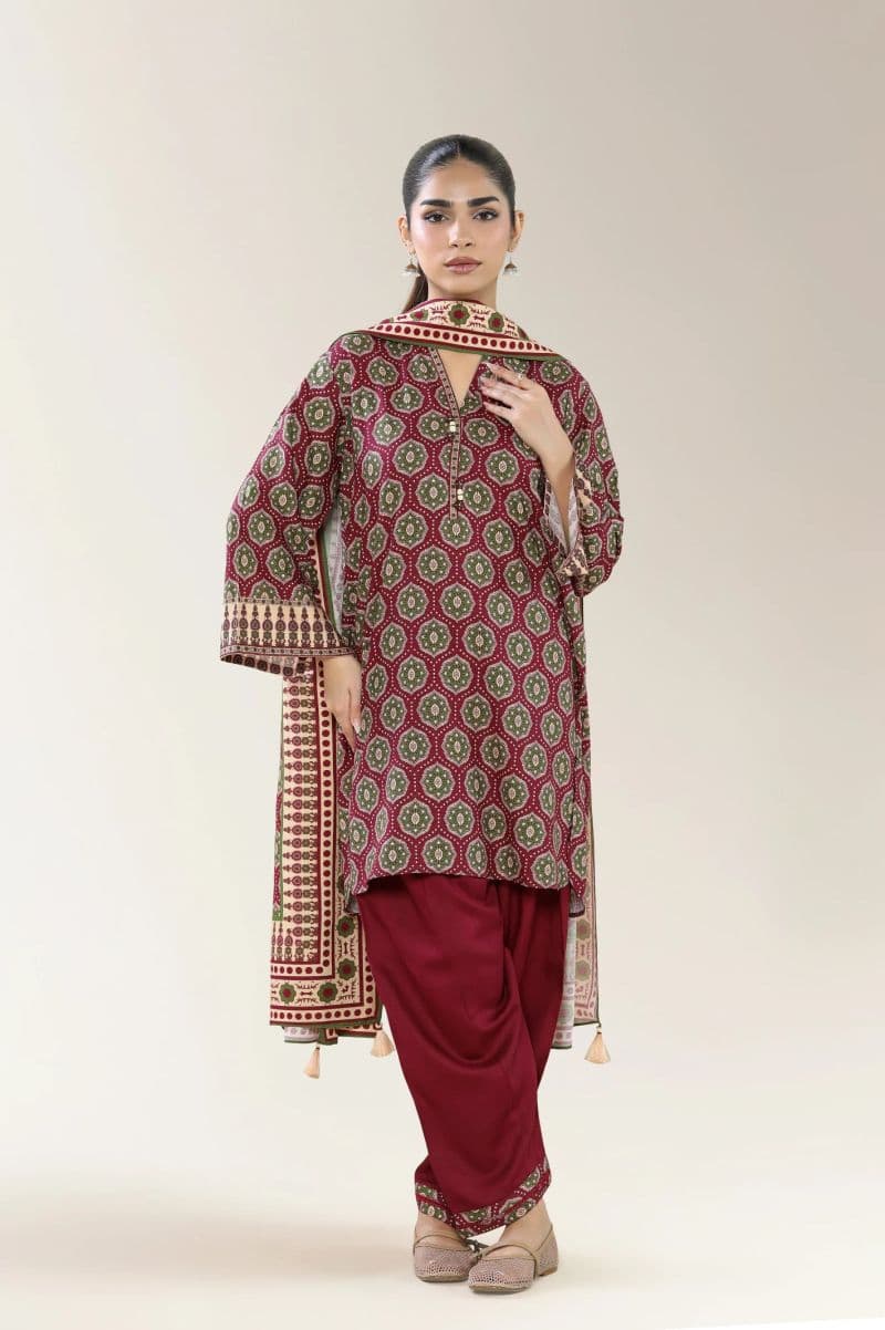 Printed Viscose-Red 3PC thumbnail