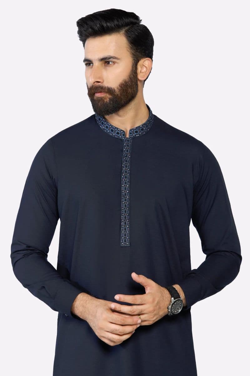 Navy Blue Wash & Wear Shalwar Kameez