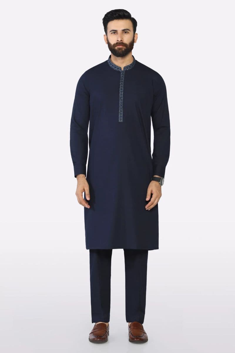 Navy Blue Wash & Wear Shalwar Kameez