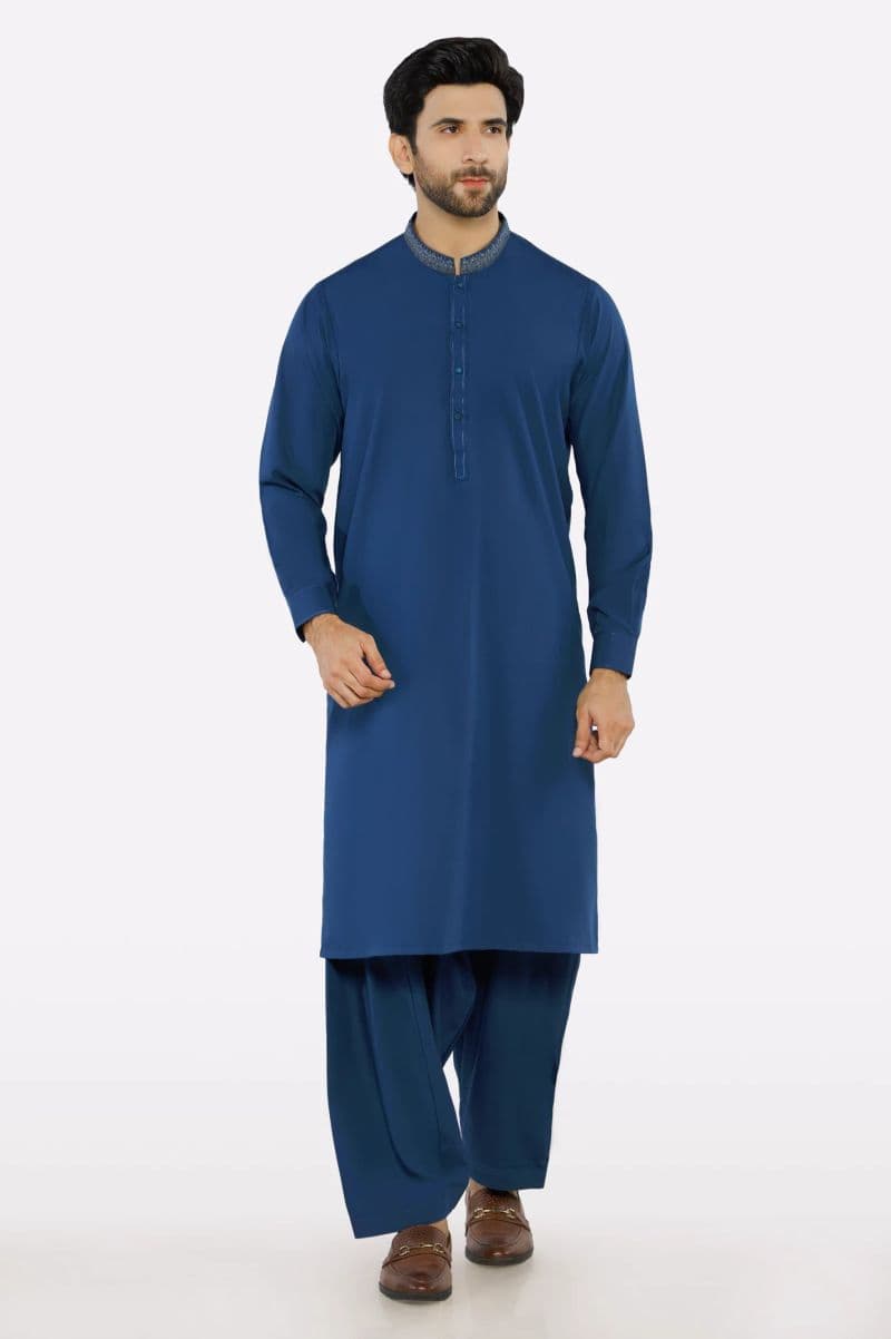 Dark Blue Wash & Wear Shalwar Kameez thumbnail