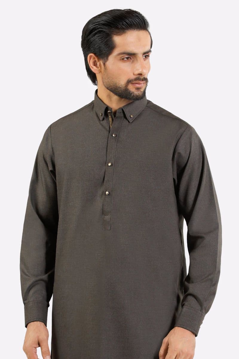Dark Brown Wash & Wear Shalwar Kameez