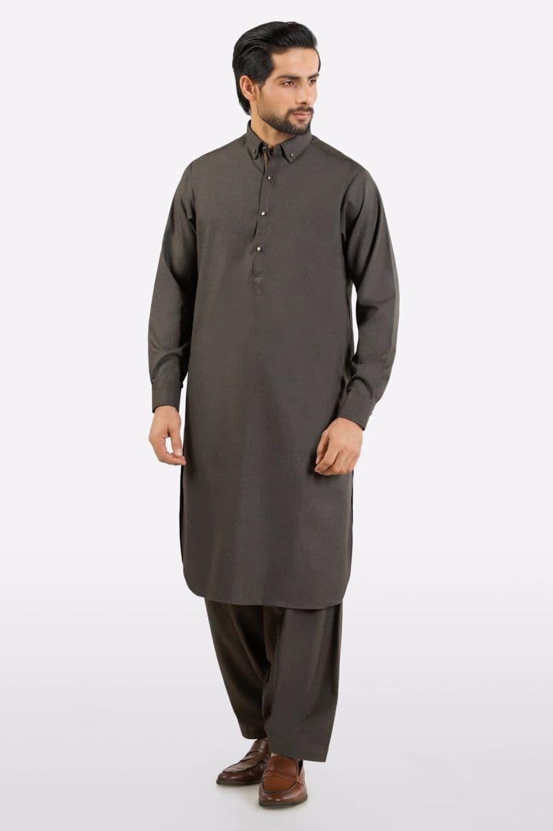 Dark Brown Wash & Wear Shalwar Kameez