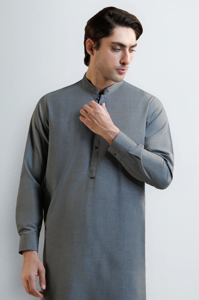 Grey Wash & Wear Shalwar Kameez thumbnail