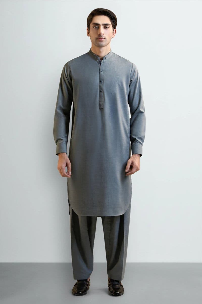 Grey Wash & Wear Shalwar Kameez thumbnail