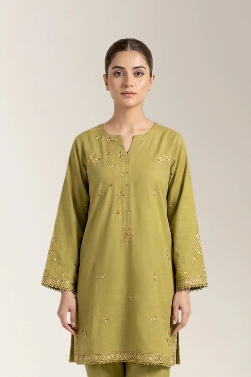 Embroidered Khaddar-Olive Green 2PC thumbnail
