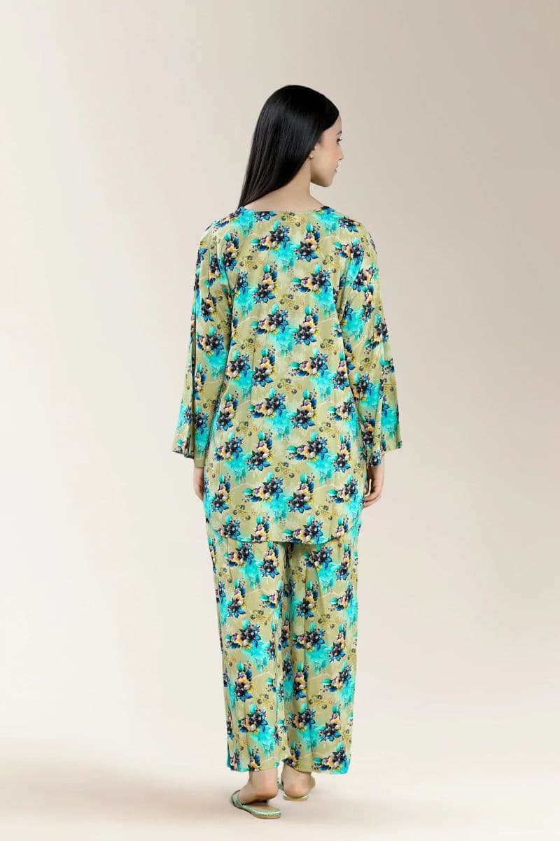 Printed Viscose Linen-Olive Green 2Pc thumbnail