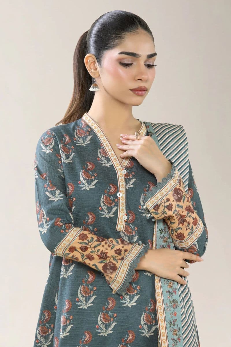 Printed Khaddar-Green 3PC thumbnail