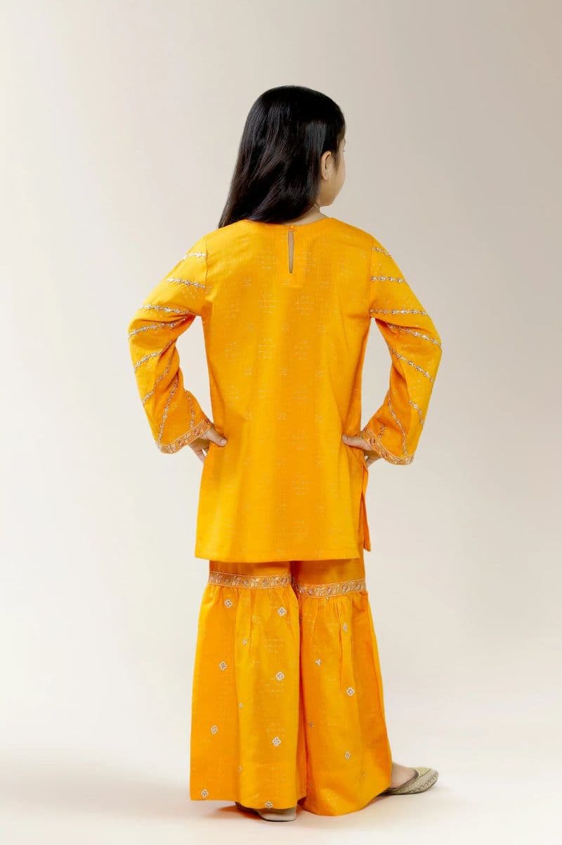 Embroidered Jacquard Yellow Girls 2PC thumbnail