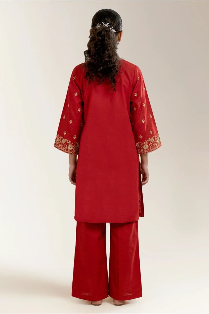 Embroidered Khaddar-Orange Teens 2PC thumbnail
