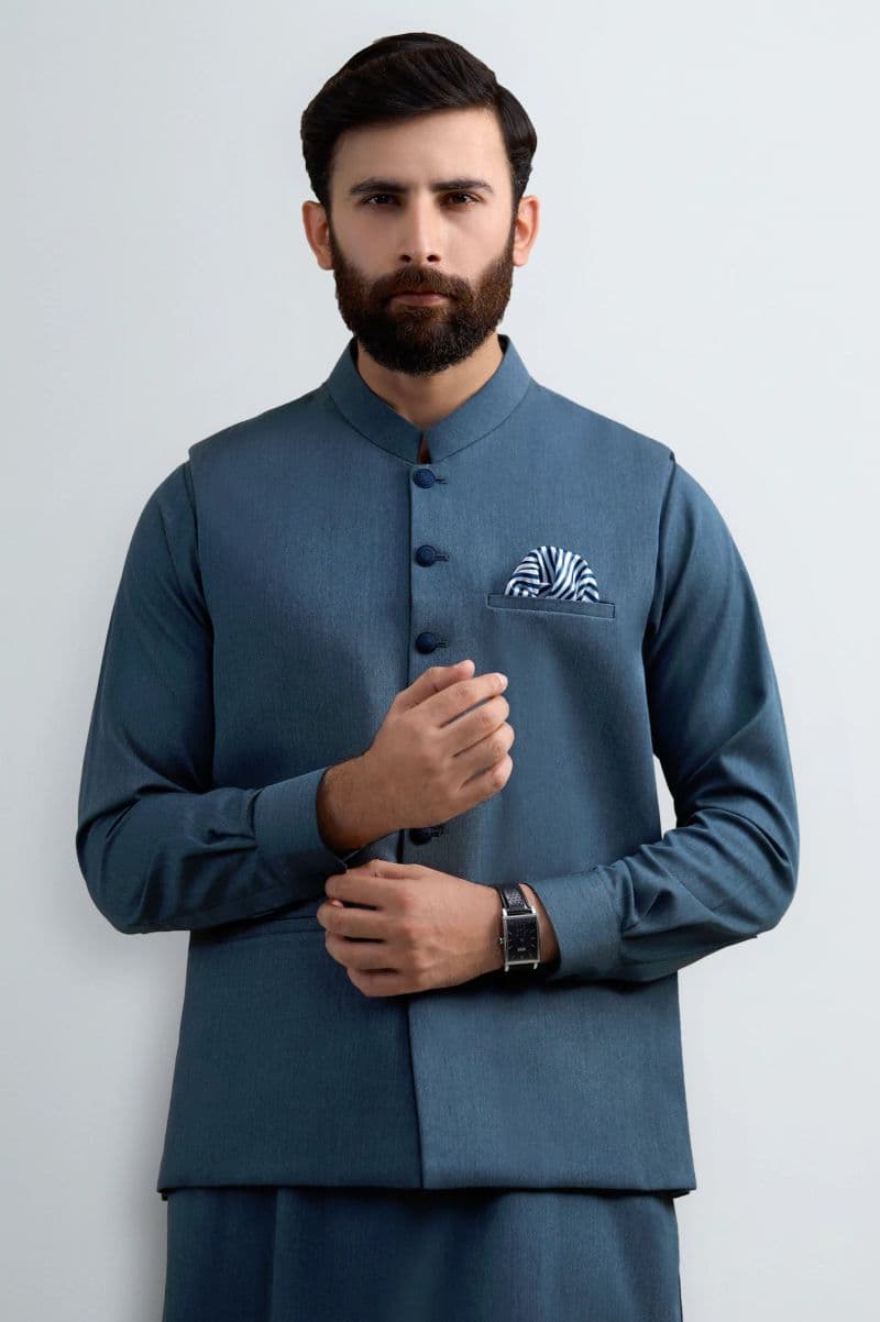 Green Shalwar Kameez with Waistcoat thumbnail