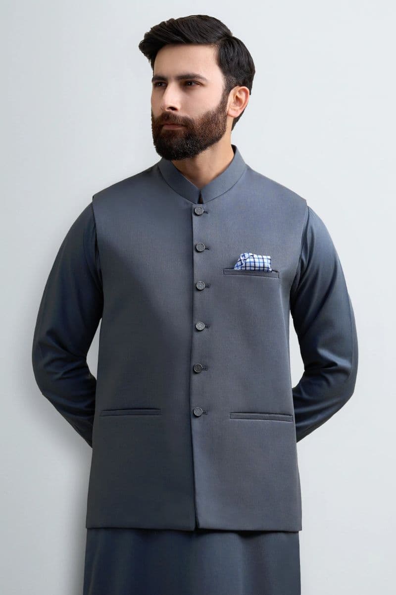 Blue Shalwar Kameez with Waistcoat thumbnail