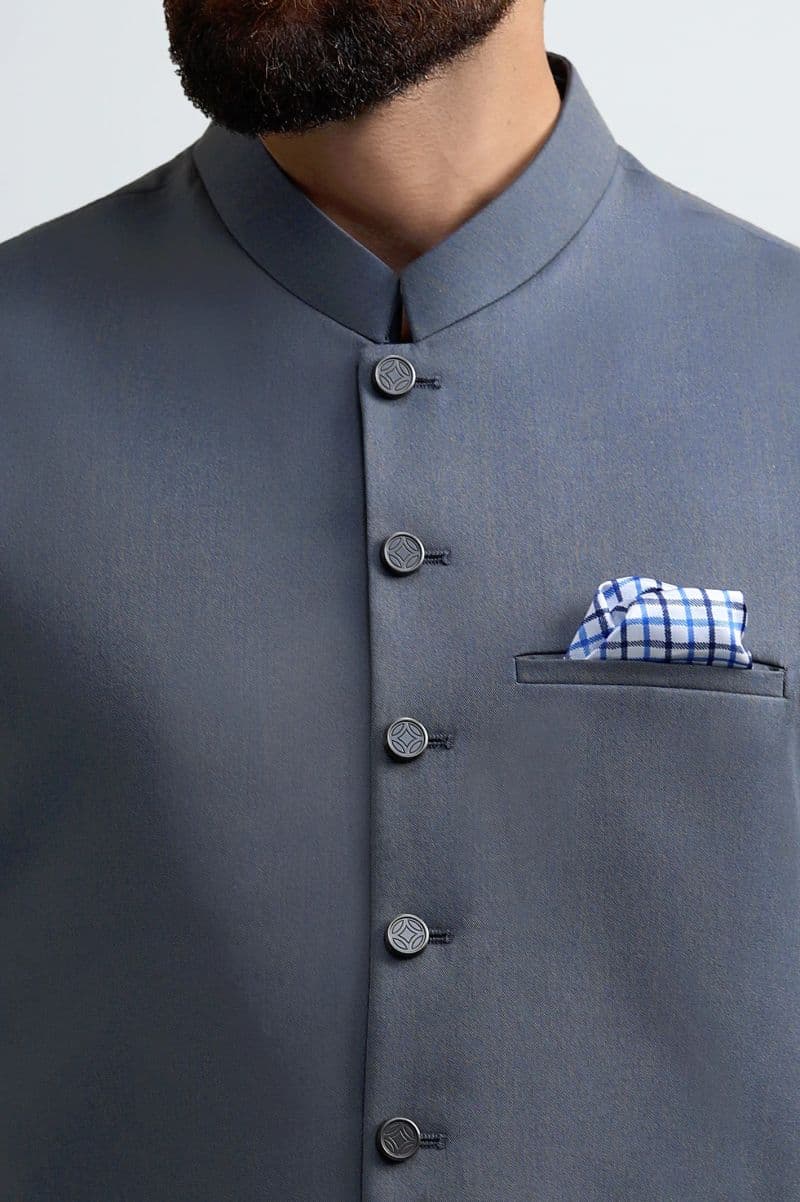 Blue Shalwar Kameez with Waistcoat thumbnail