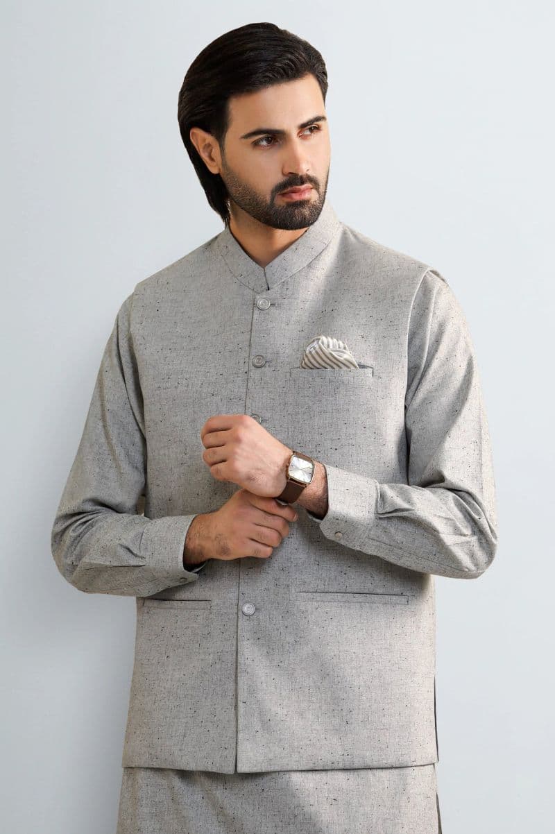 Grey Shalwar Kameez with Waistcoat thumbnail