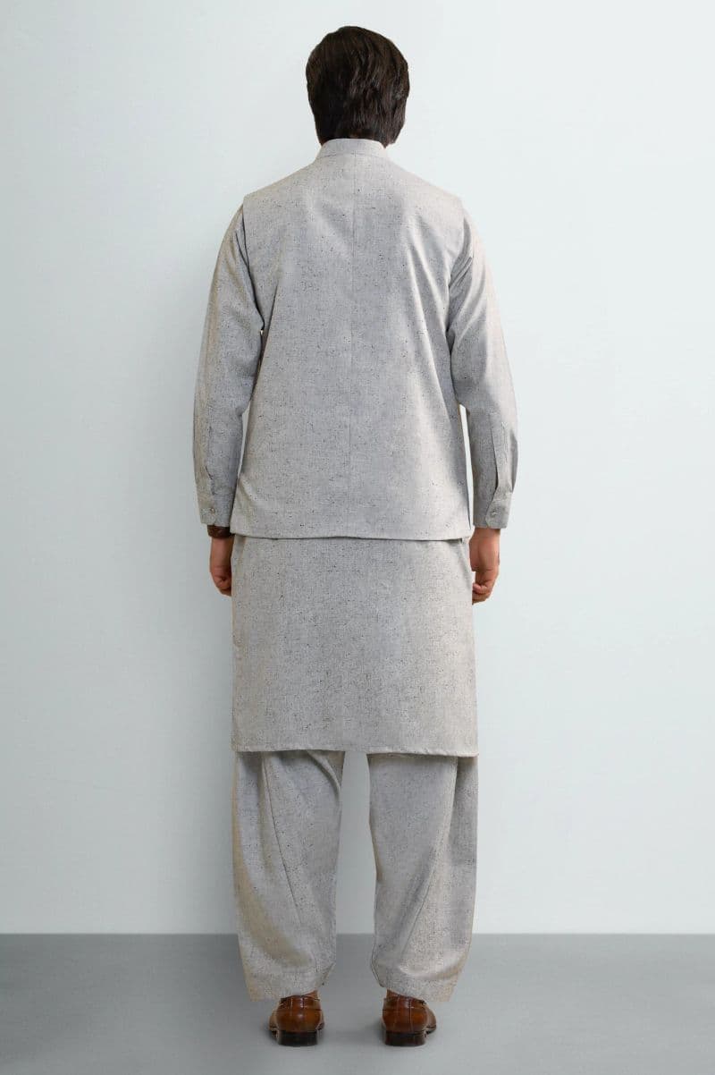 Grey Shalwar Kameez with Waistcoat thumbnail