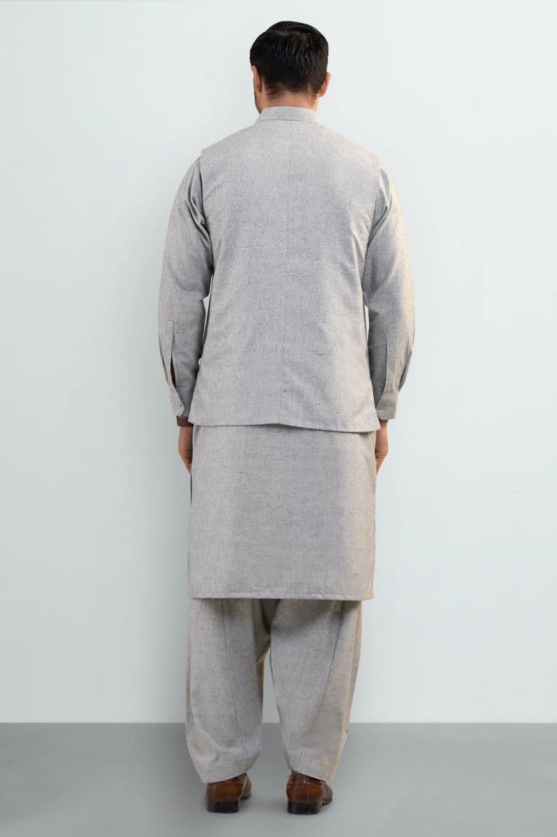 Light Green Shalwar Kameez with Waistcoat thumbnail