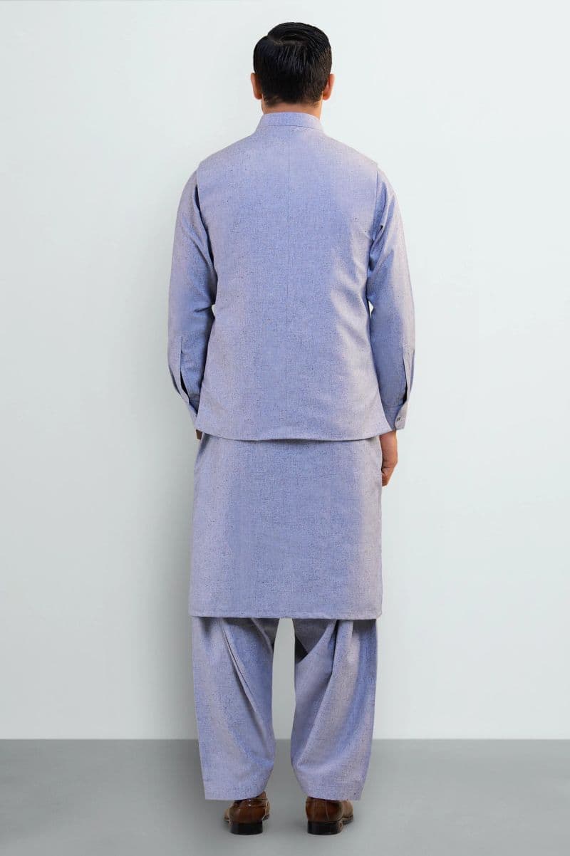 Light Blue Shalwar Kameez with Waistcoat thumbnail