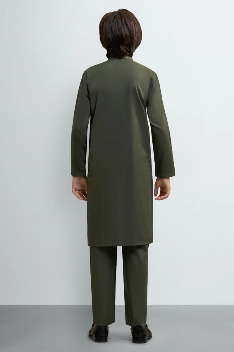 Dark Olive Teens Kurta Pajama