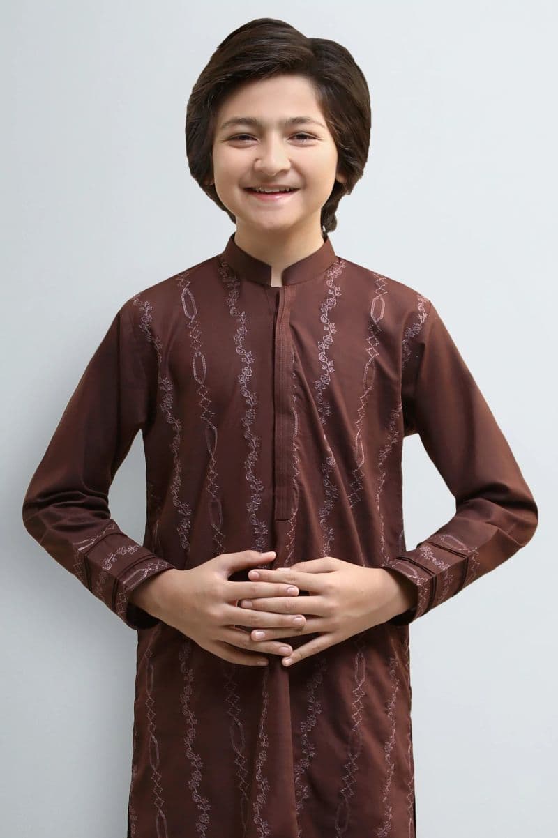Dark Brown Teens Kurta Pajama