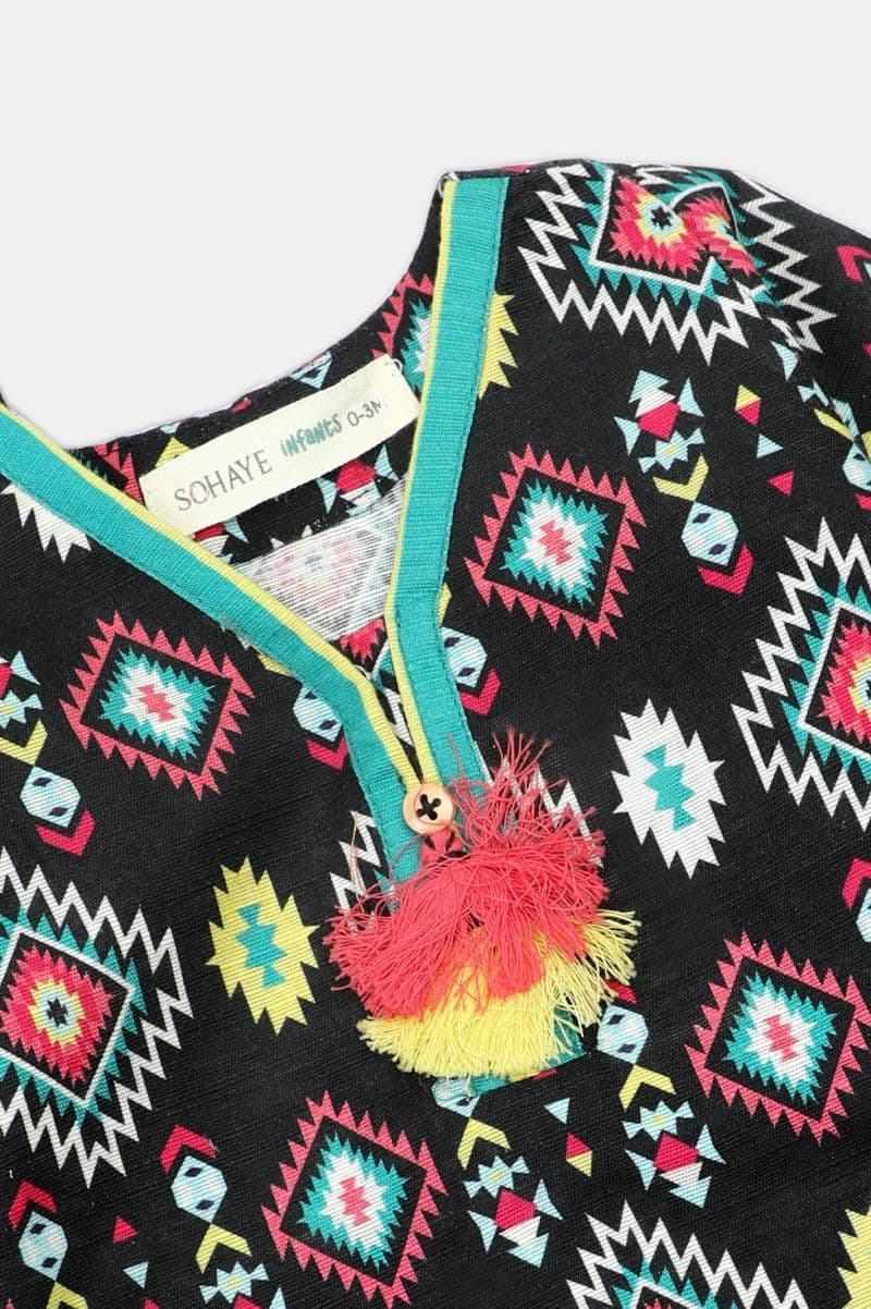 Printed Khaddar-Black Infant 2PC