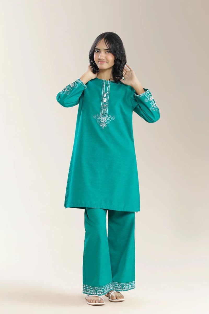 Embroidered Khaddar-Green Teens 2Pc thumbnail