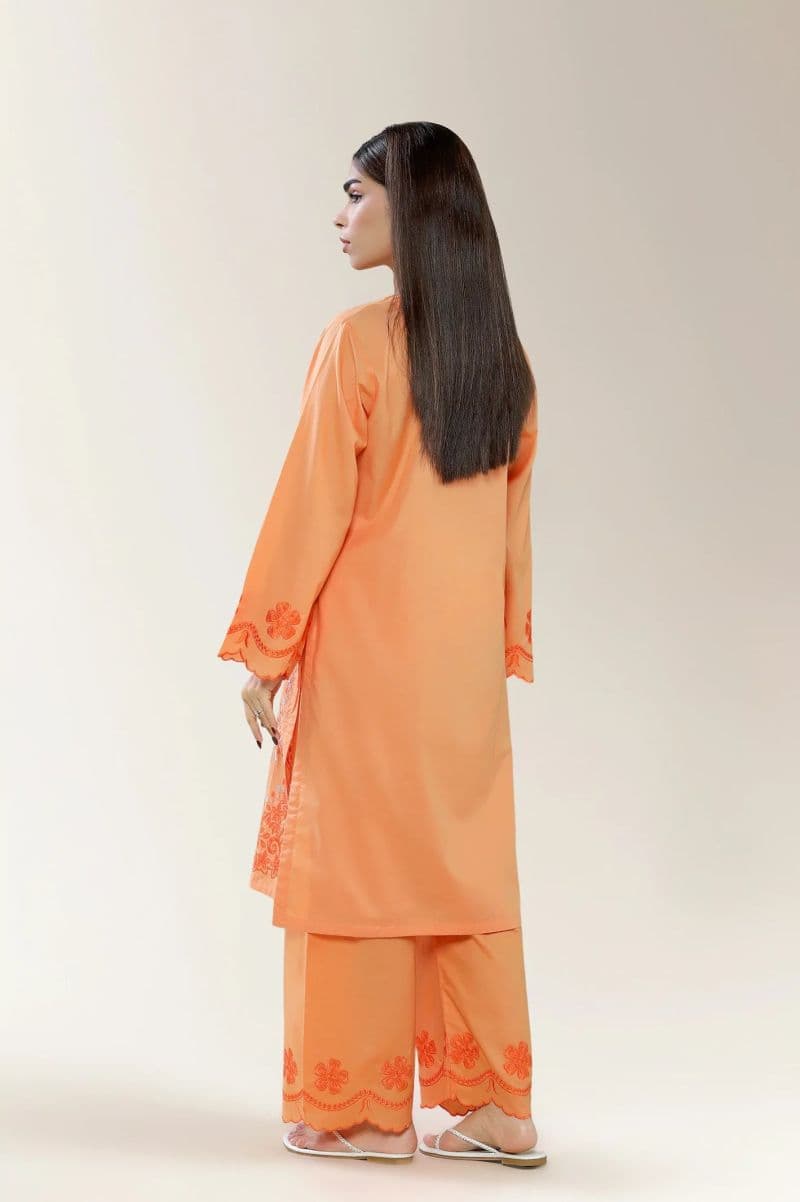 Embroidered Cambric Orange 2PC