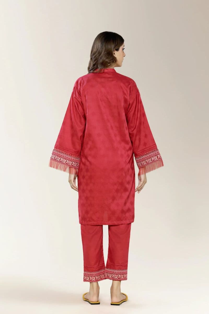 Embroidered Cotton Jacquard Red 2PC thumbnail