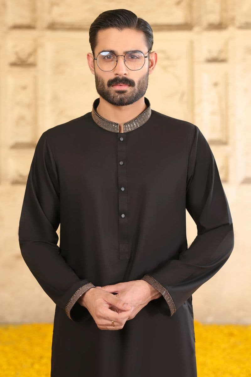Black Wash & Wear Kurta Pajama