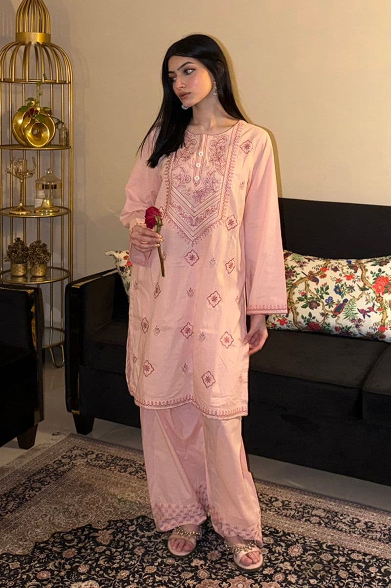 Embroidered Cotton Pink 2PC thumbnail