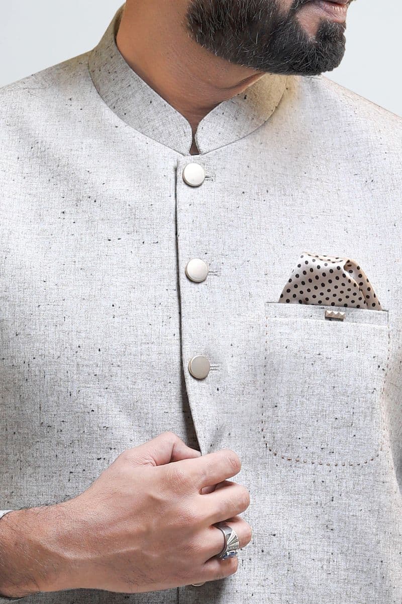 Beige Shalwar Kameez with Waistcoat thumbnail