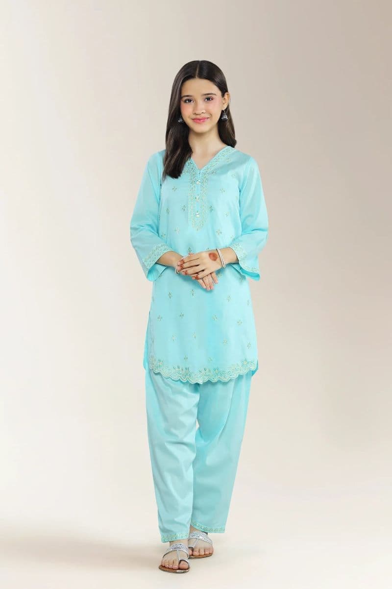 Embroidered Cambric Blue Teens 2PC thumbnail