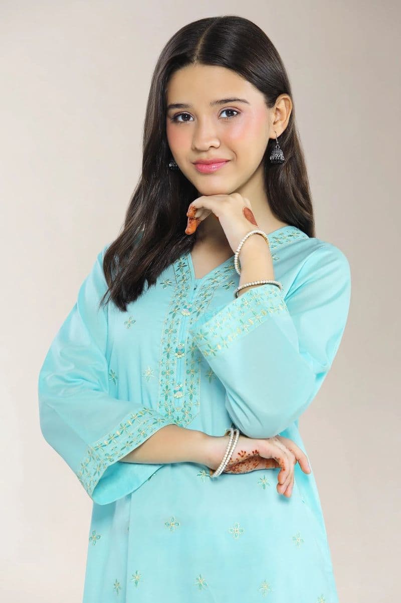 Embroidered Cambric Blue Teens 2PC thumbnail