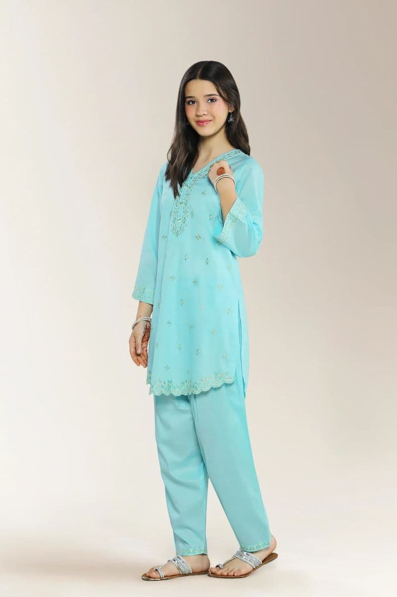 Embroidered Cambric Blue Teens 2PC thumbnail