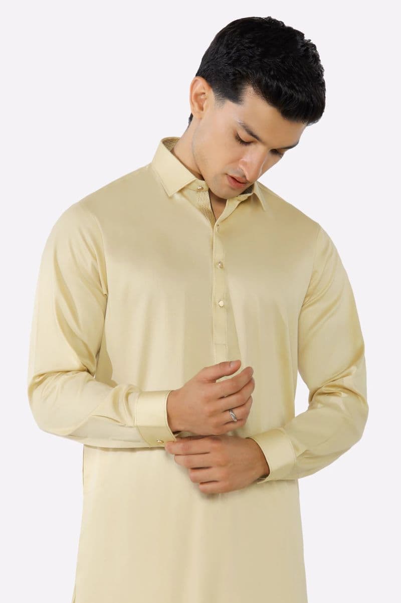 Fawn Cotton Shalwar Kameez