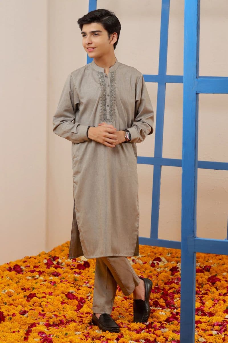 Boys Light Brown Kurta Pajama thumbnail