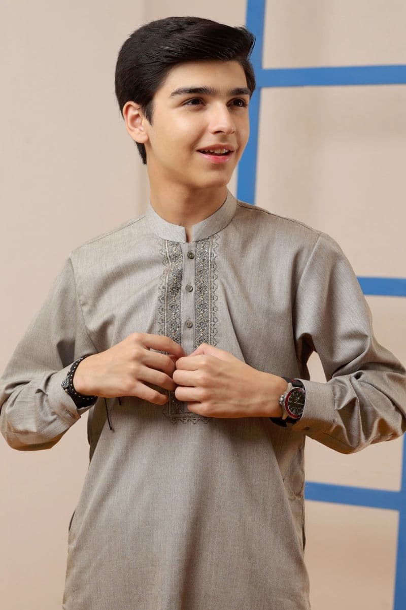 Boys Light Brown Kurta Pajama thumbnail