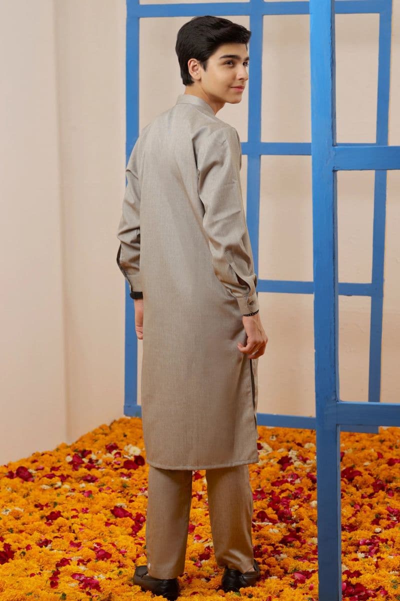 Boys Light Brown Kurta Pajama thumbnail