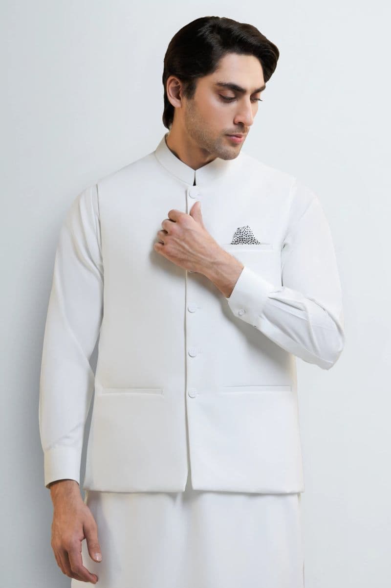 White Shalwar Kameez with Waistcoat thumbnail