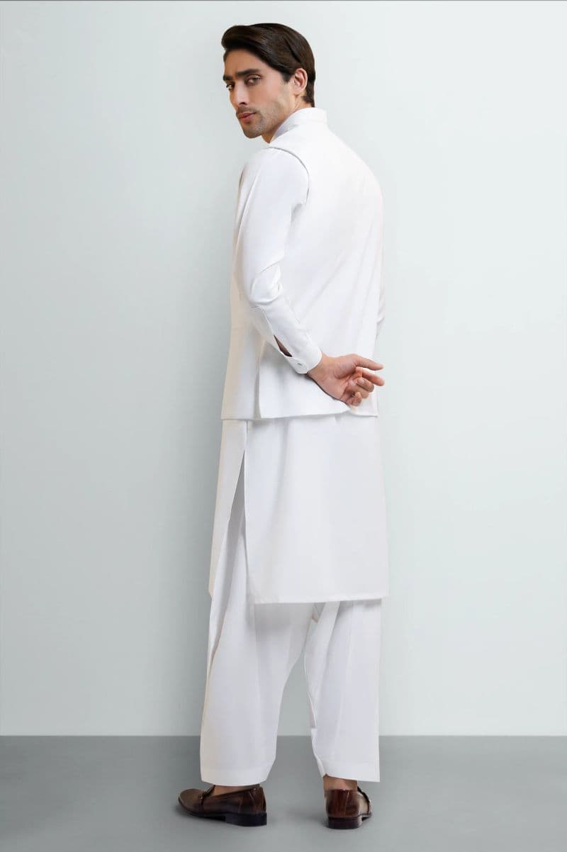 White Shalwar Kameez with Waistcoat thumbnail
