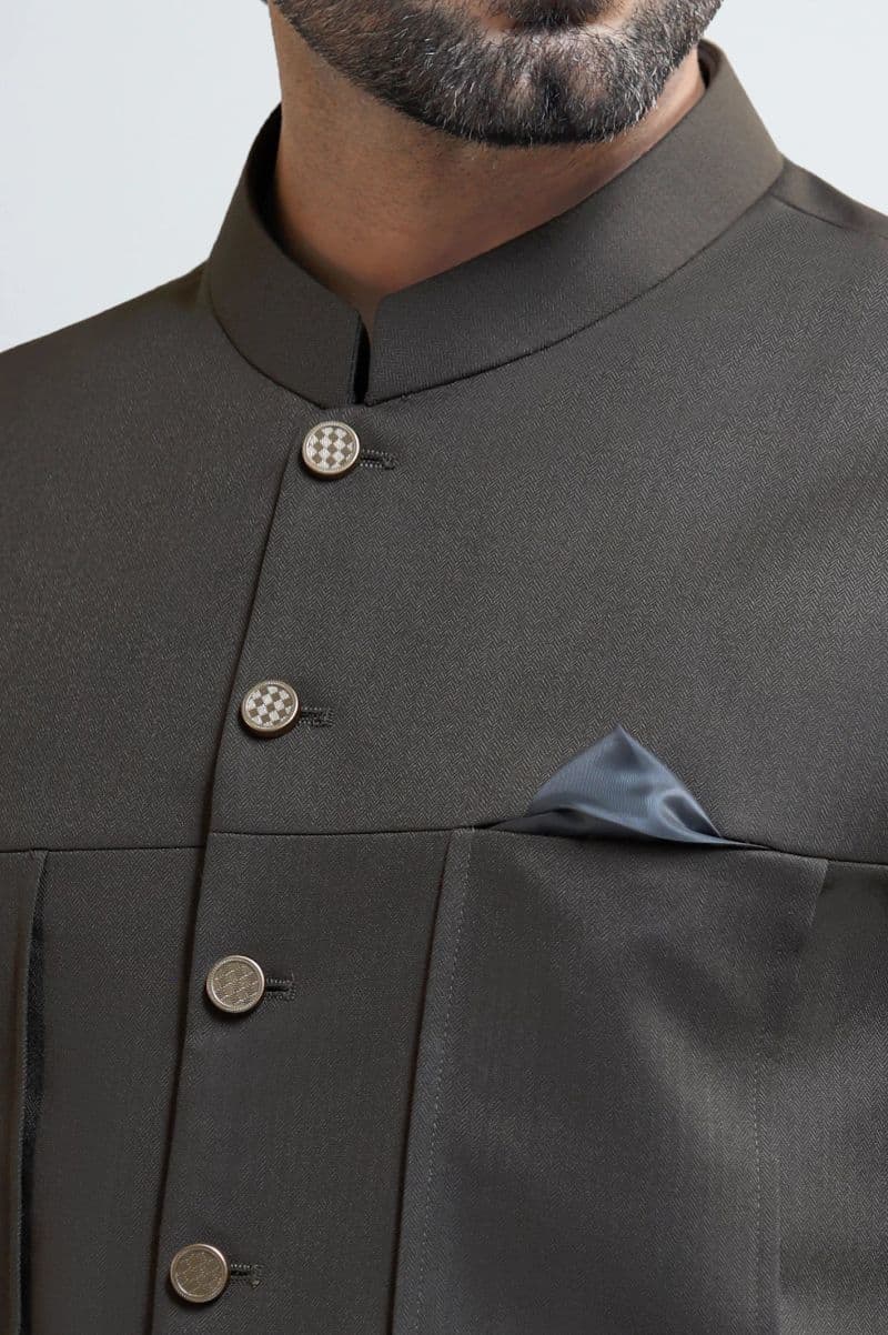 Dark Green Shalwar Kameez with Waistcoat