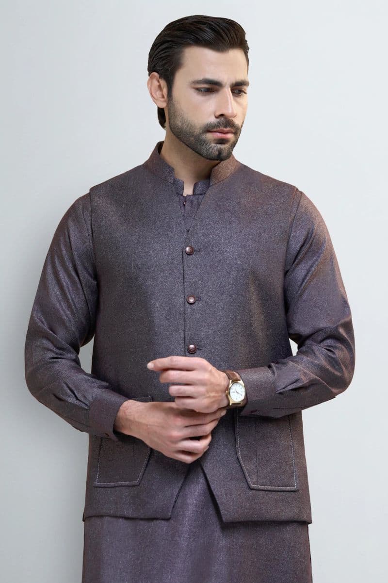 Purple Shalwar Kameez with Waistcoat thumbnail