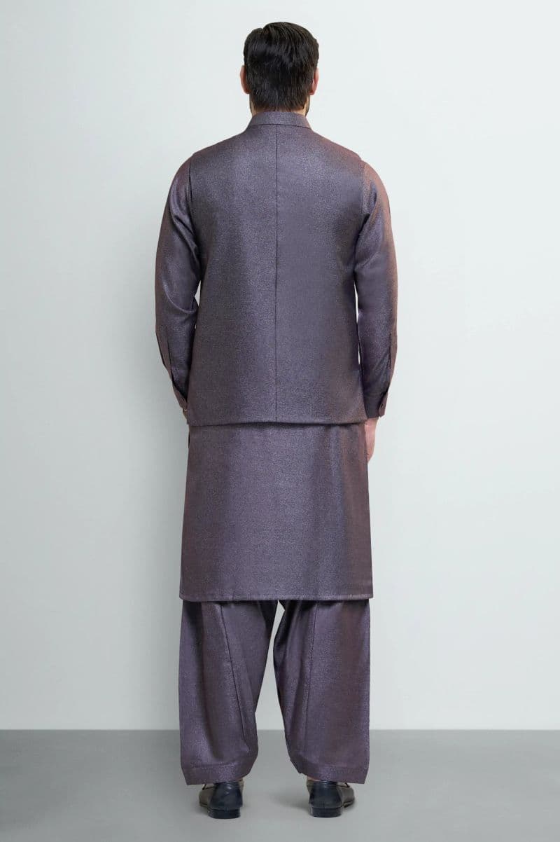 Purple Shalwar Kameez with Waistcoat thumbnail