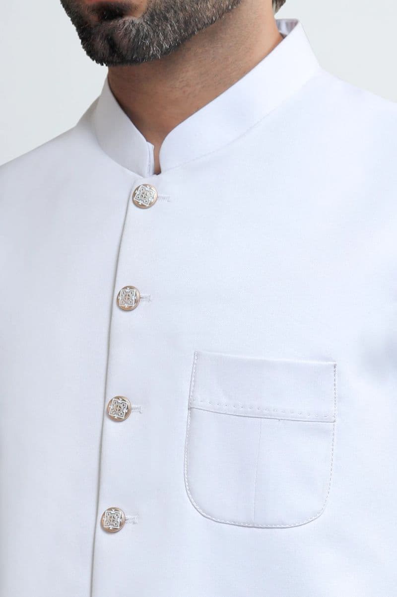 Off White Shalwar Kameez with Waistcoat
