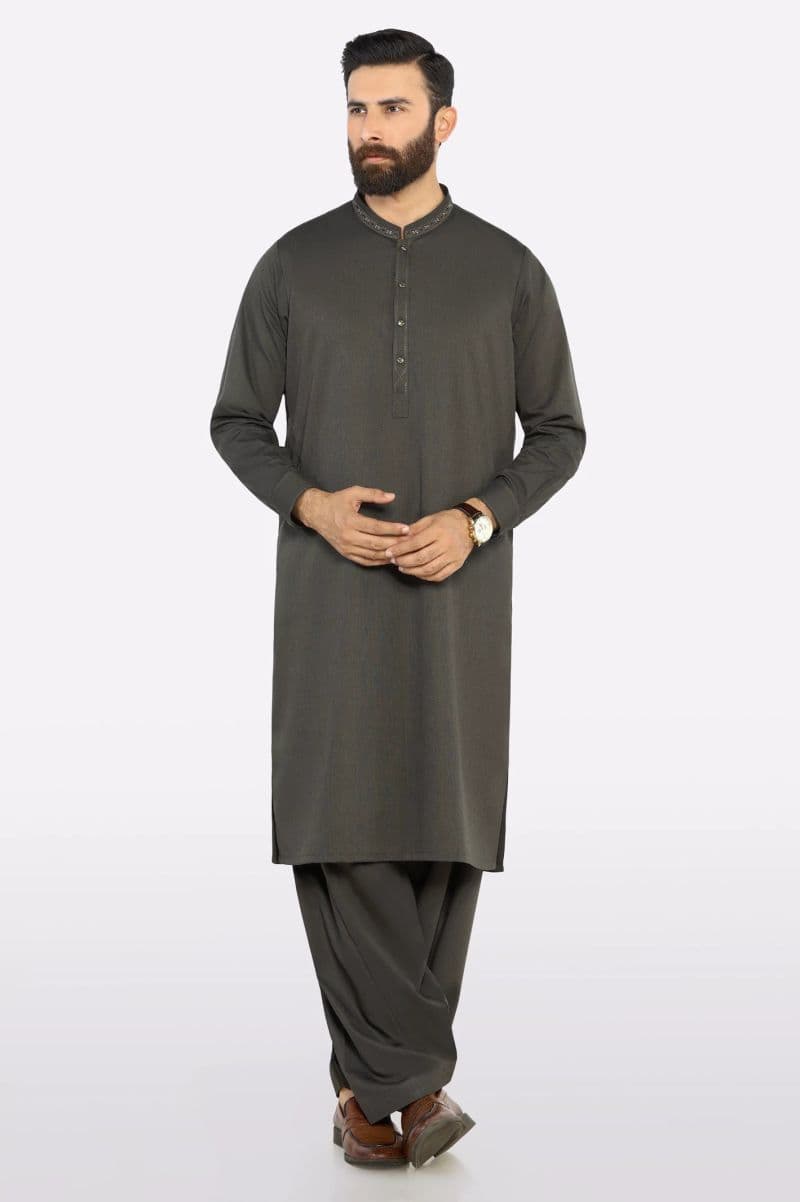 Dark Grey Wash & Wear Shalwar Kameez
